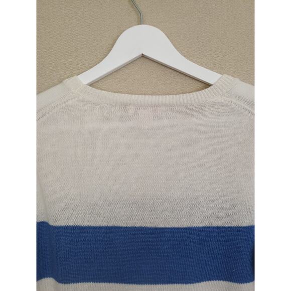 Brooks Brothers Red Fleece Label Sweater Women Small White Blue Colorblock Linen - Picture 5 of 6